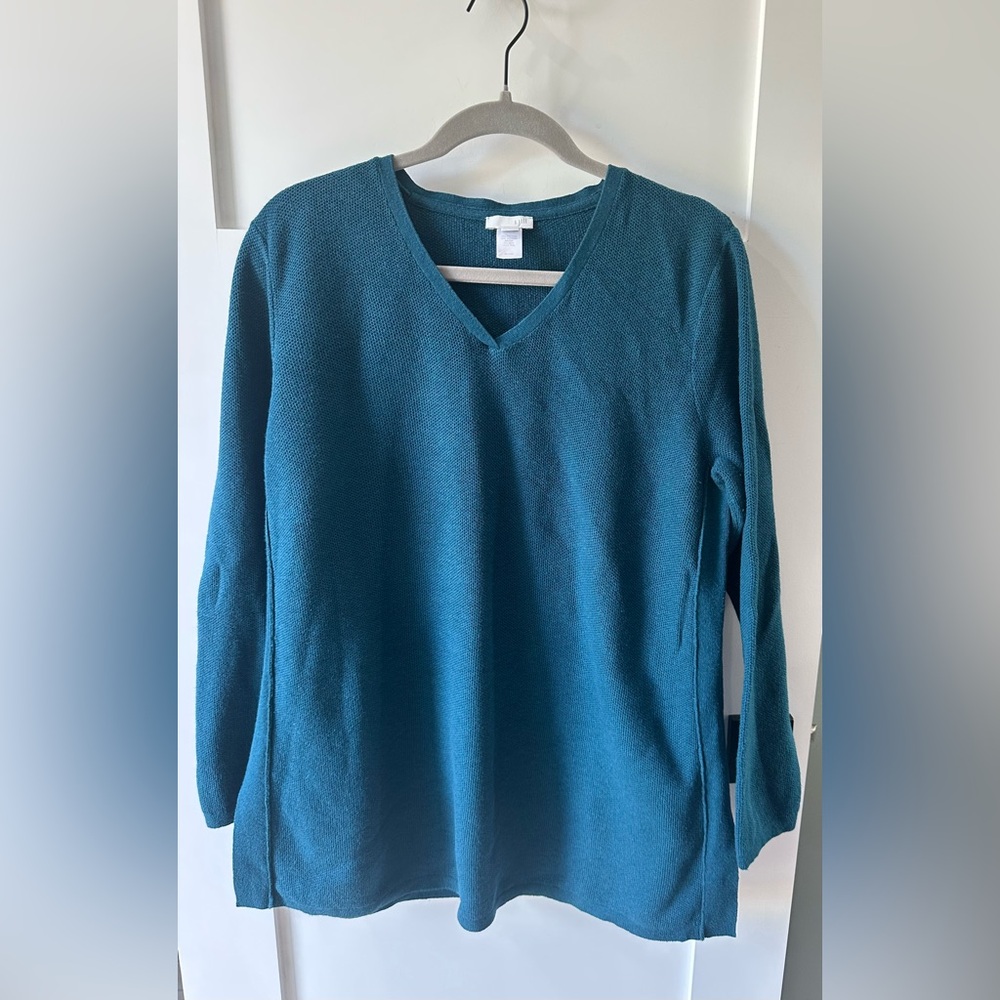 J. Jill Teal V-Neck Sweater